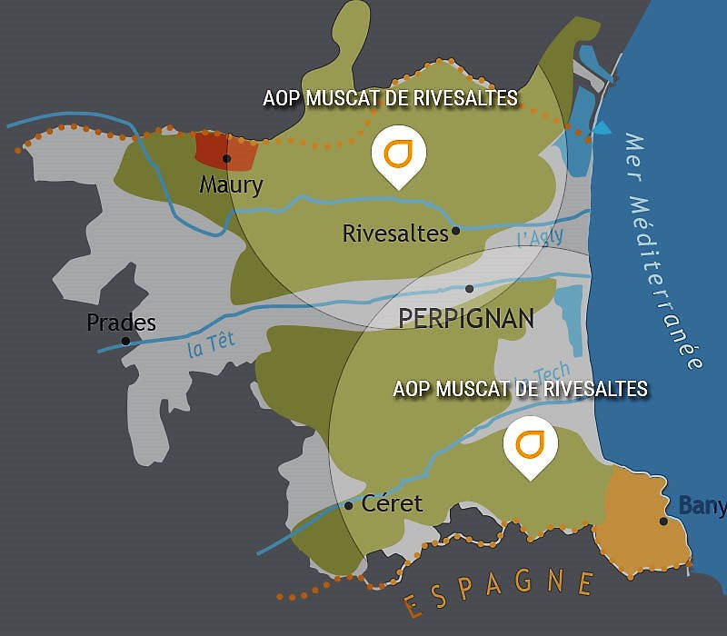 aop carte pays catalan vignobles pyrénées orientales