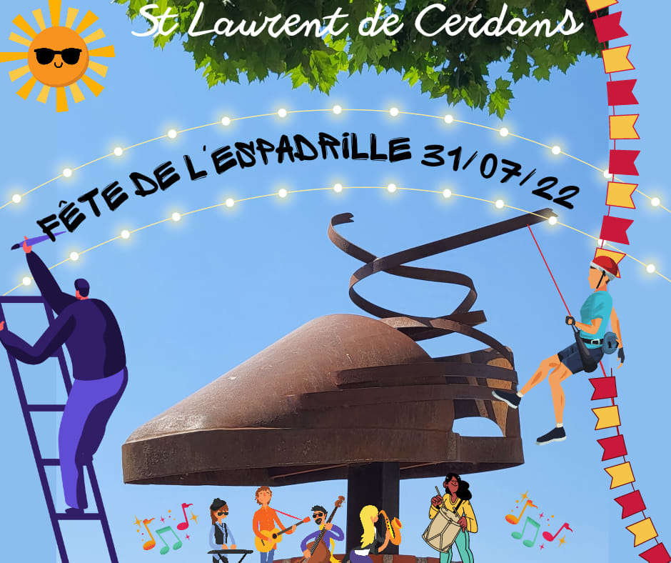 Fête espadrille saint laurent de cerdan juillet 2022 concert  marché artisanat  catalan vigatane gégant apéro musical animation pyrénées orientales