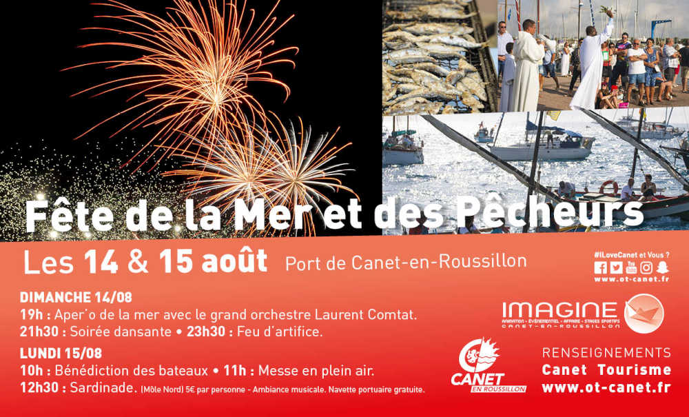 canet roussillon fete mer pecheur aout port orchestre animation soirée musique concert bal feu artifice ete 2022