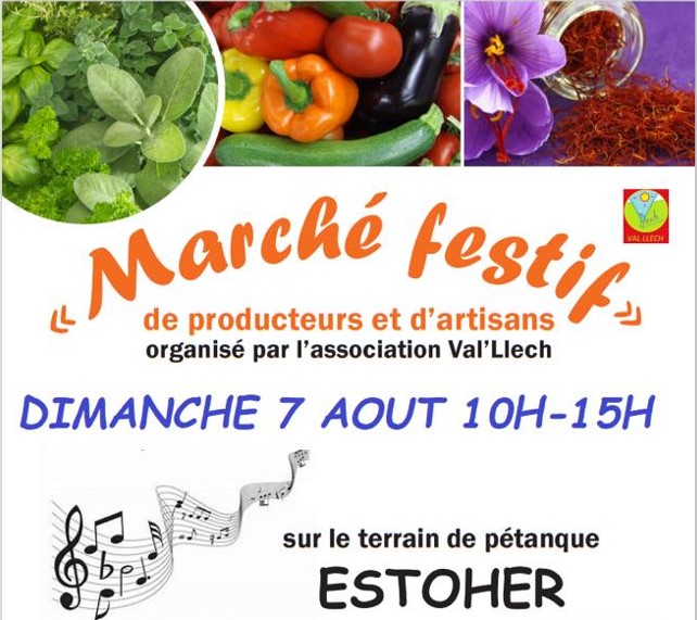 Marché festif producteurs artisans estoher conflent llech canigou terroir été 2022 aout