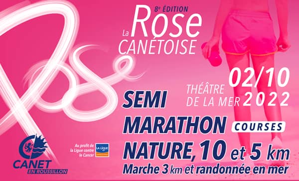 rose course running pied femme marathon semi nature marche rando mer canet 2022 cancer
