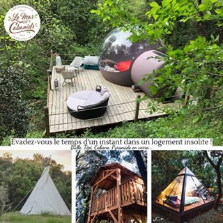 Le Mas Cabanids vous propose plusieurs hébergements atypiques : cabane, tipi, bulle, pyramide de verre, Etc
Venez vivre une expérience unique entre amis, en famille ou en amoureux ! 
Une nuit insolite que vous n'êtes pas prêts d'oublier...
Site web @mascabanids : http://www.mascabanids.com/fr/accueil/. #logementsinsolites